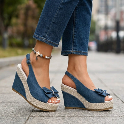 Sandales Compensées Denim Anna