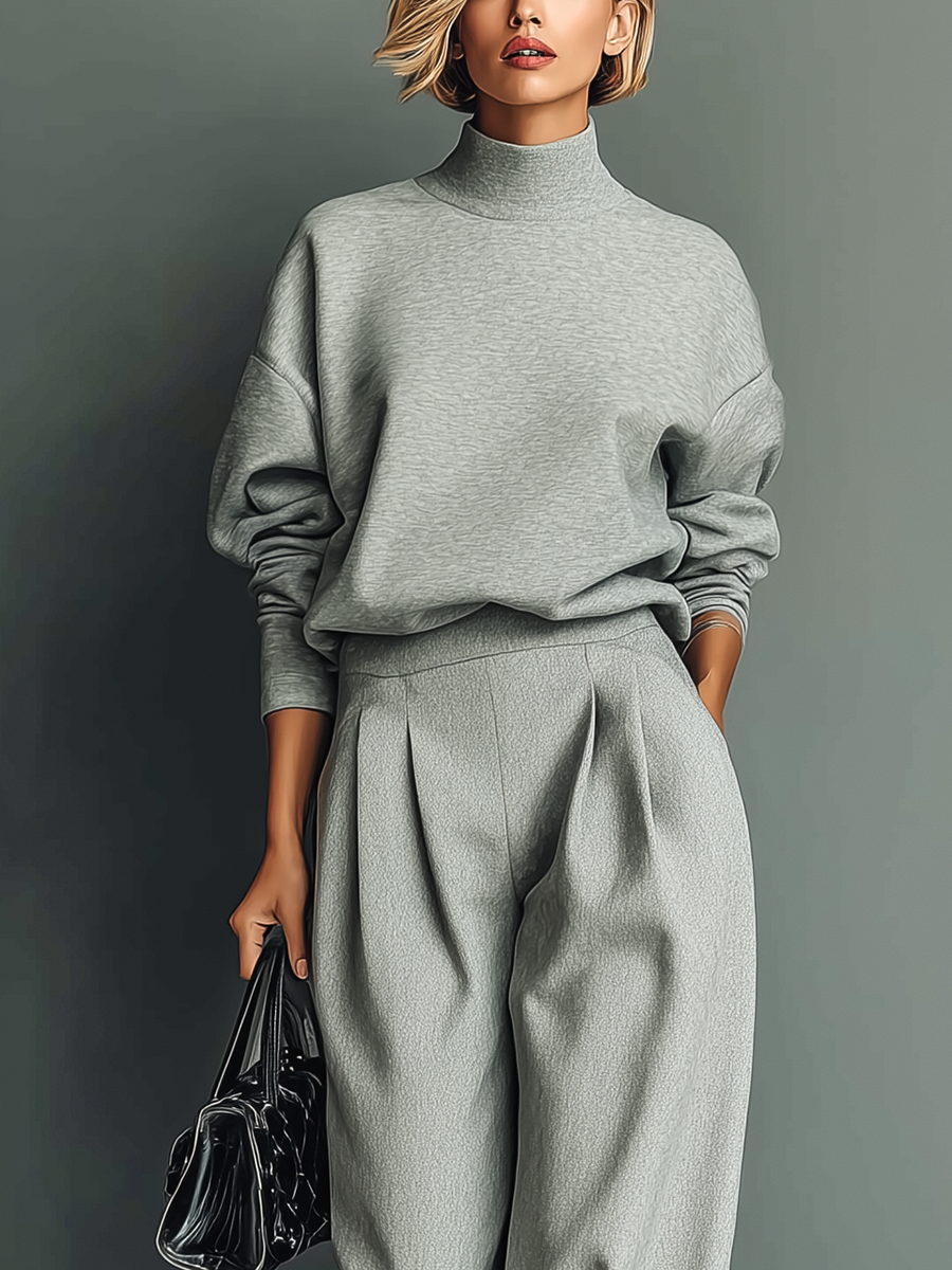 Gratienne | Ensemble Sweat Gris et Pantalon Large