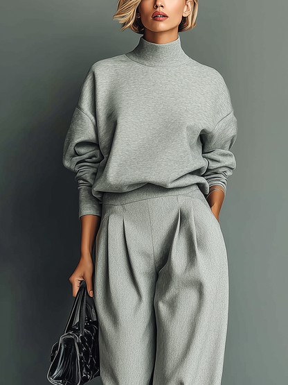 Gratienne | Ensemble Sweat Gris et Pantalon Large