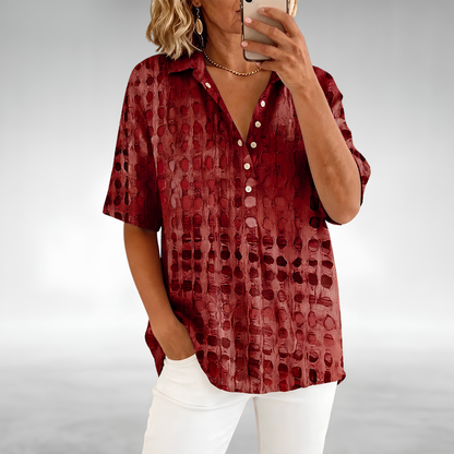 Mélodie | Blouse Manches Courtes à Pois Abstraits