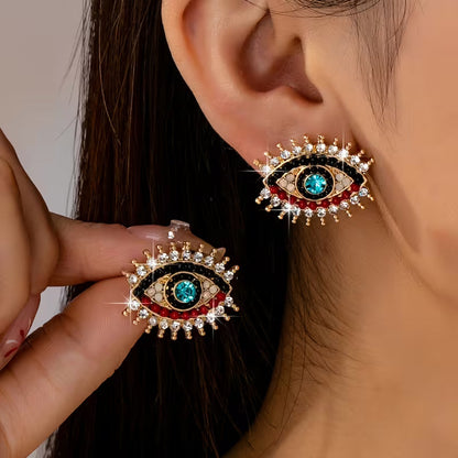 Boucles d'Oreilles Œil Grec Strass