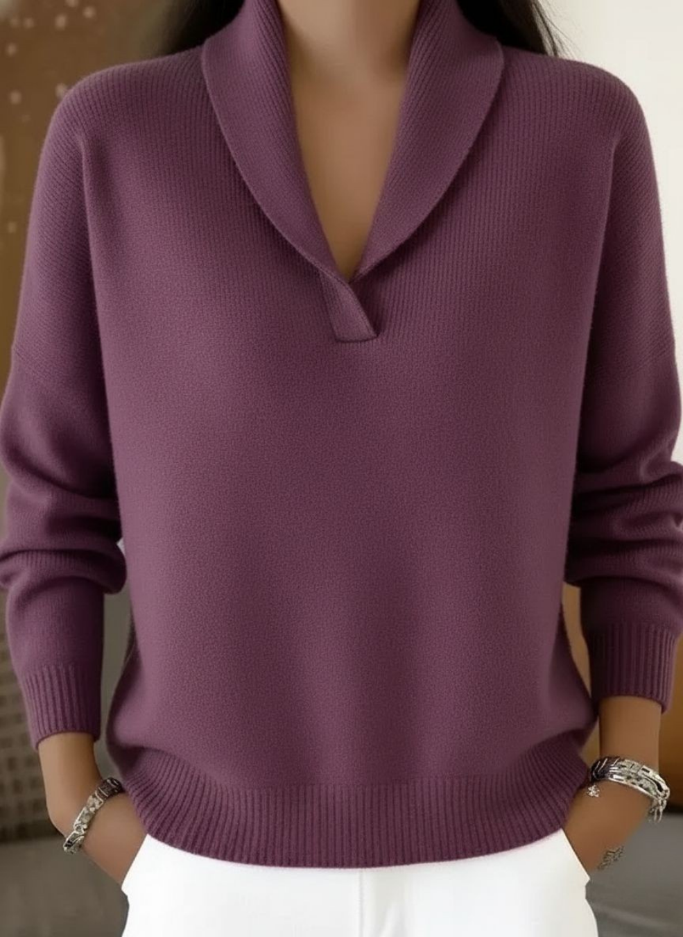 Émilie | Pull au Col en V Drapé