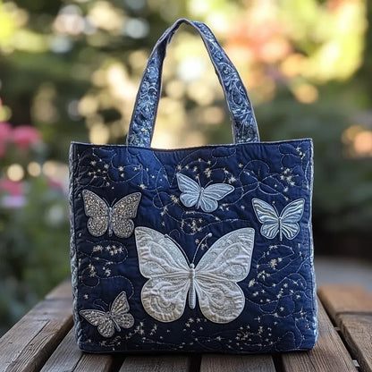 Sac Tote Matelassé – Papillon Argenté
