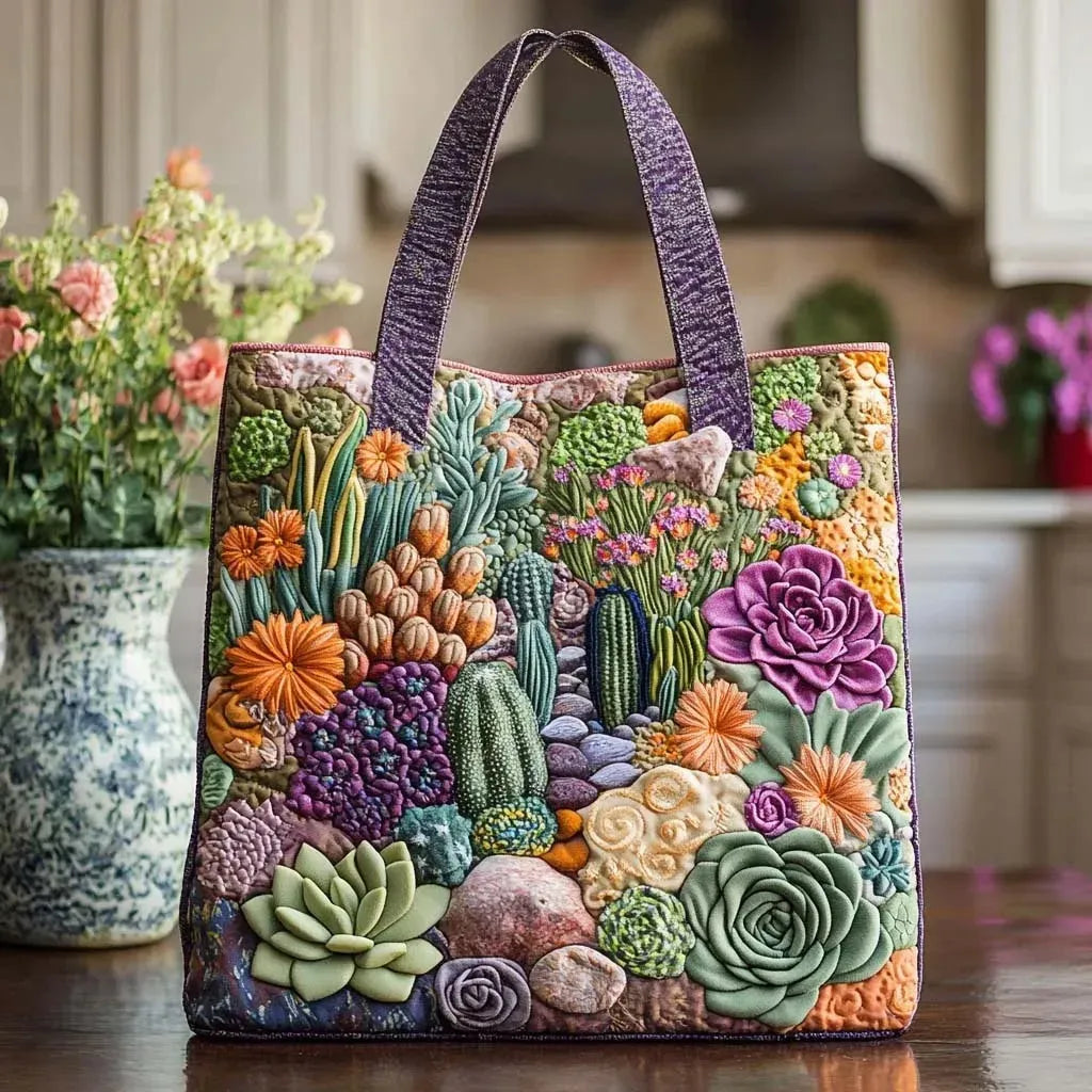 Sac Tote Matelassé – Jardin de Succulentes