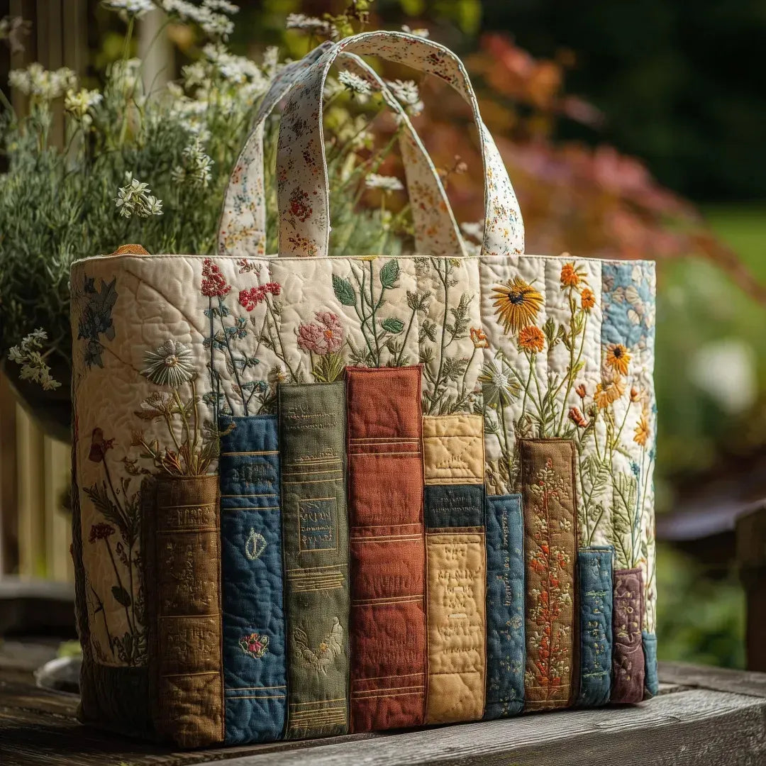Sac Tote Matelassé – Livres et Fleurs