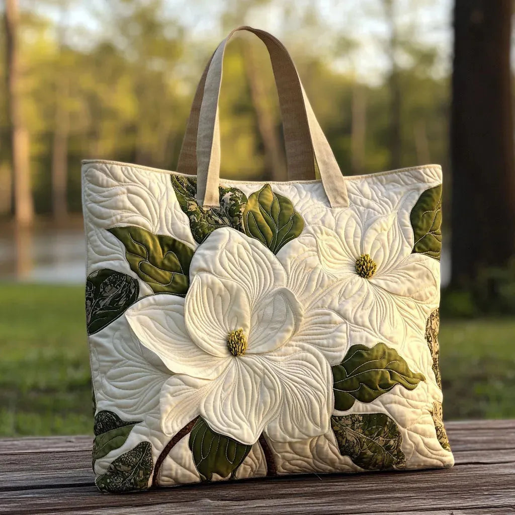 Sac Tote Matelassé – Élégants Lys Blancs
