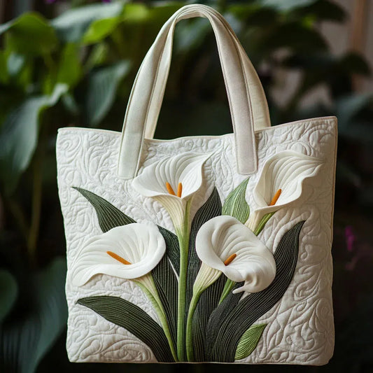 Sac Tote Matelassé – Tournesols Blancs