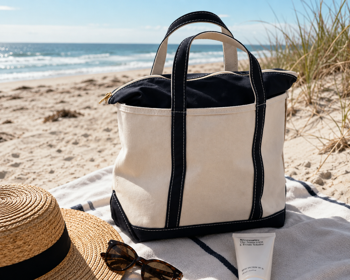 Cabas de Plage en Toile – Sac à Zip pour Femme