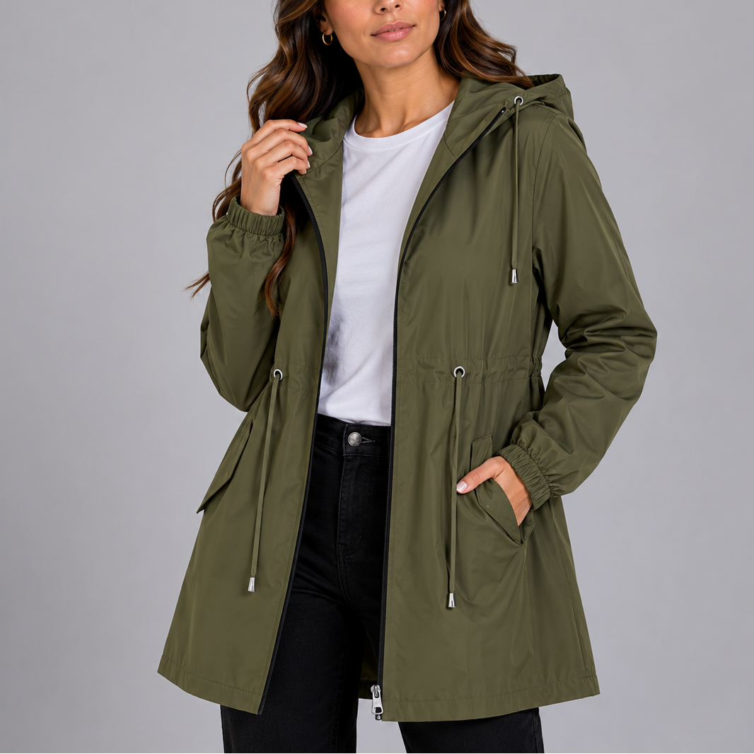Roseline | Imperméable Léger à Capuche et Cordon de Serrage