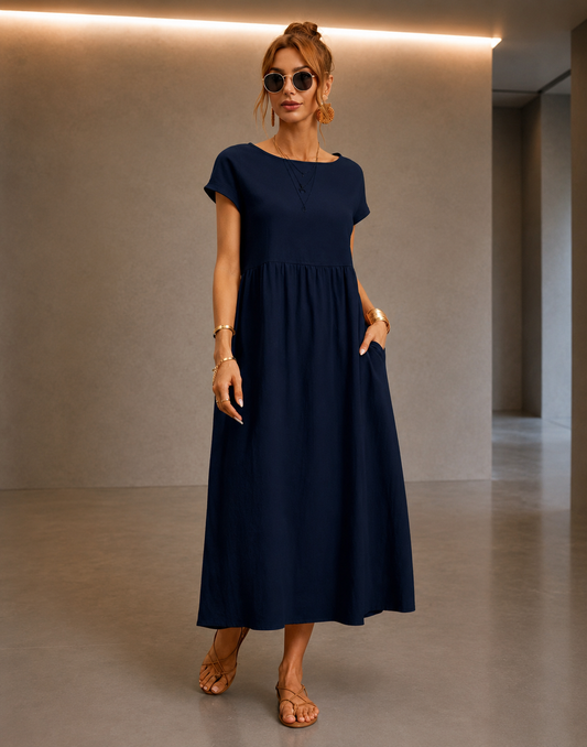 Robe Louise Midi Fluide à l'Élégance Intemporelle
