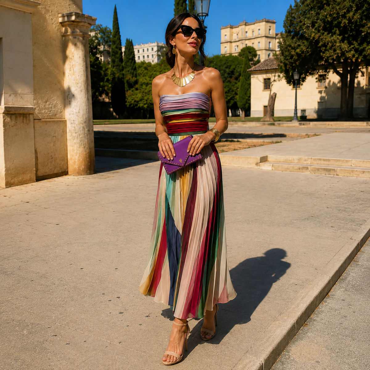 Robe Alizée Plissée Multicolore