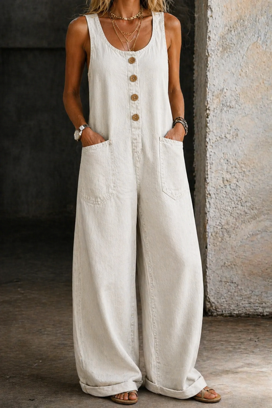Salopette Hortense en Denim Coton Délavé Vintage
