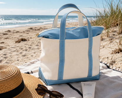 Cabas de Plage en Toile – Sac à Zip pour Femme