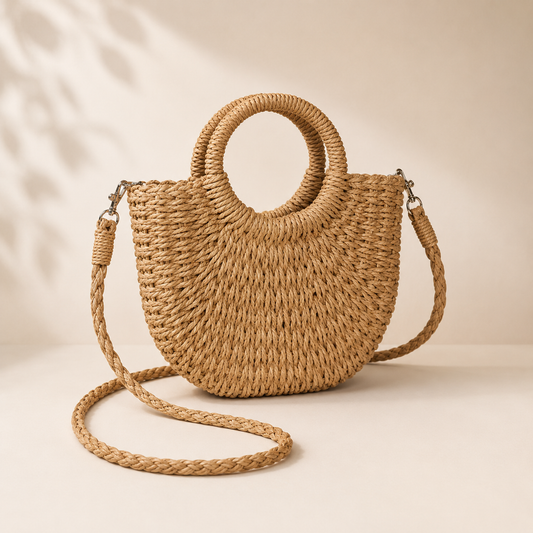 Le Marisol™ | Sac Bandoulière Demi-Lune Tissé Main