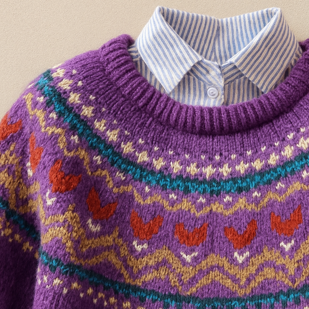 Ségolène | Pull Jacquard Nordique Violet
