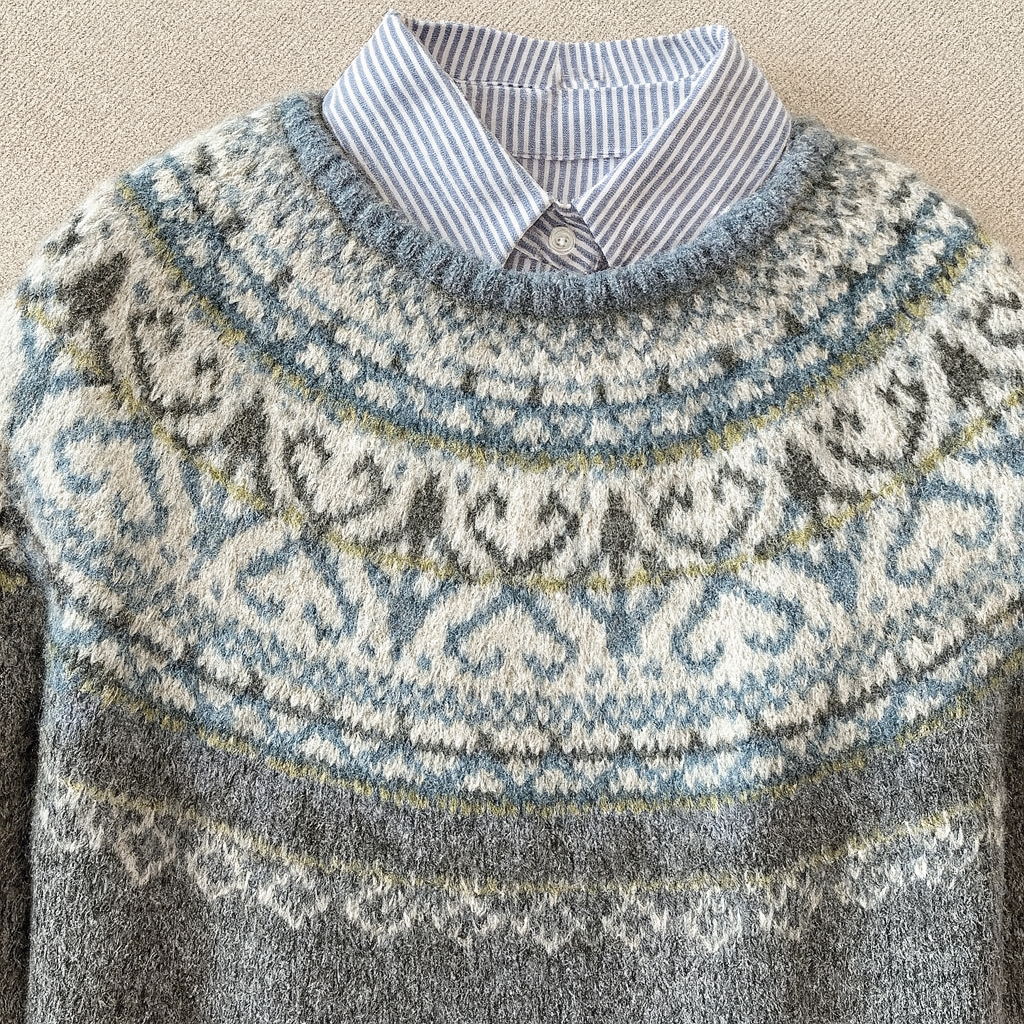 Toinette | Pull Nordique Gris Pâle