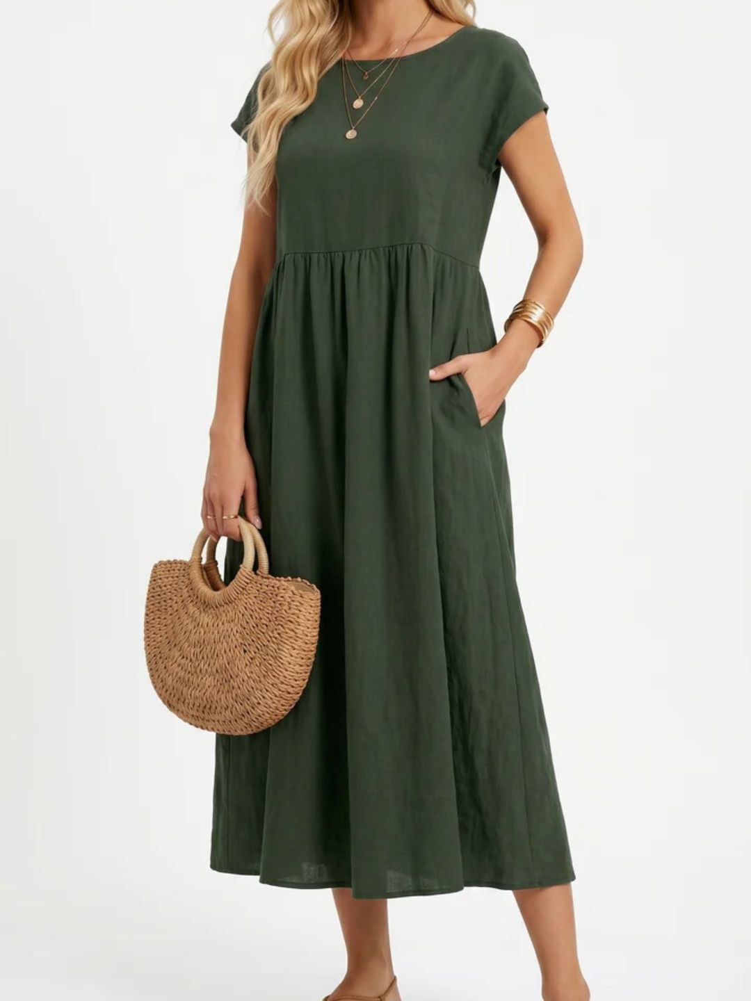 Robe Louise Midi Fluide à l'Élégance Intemporelle