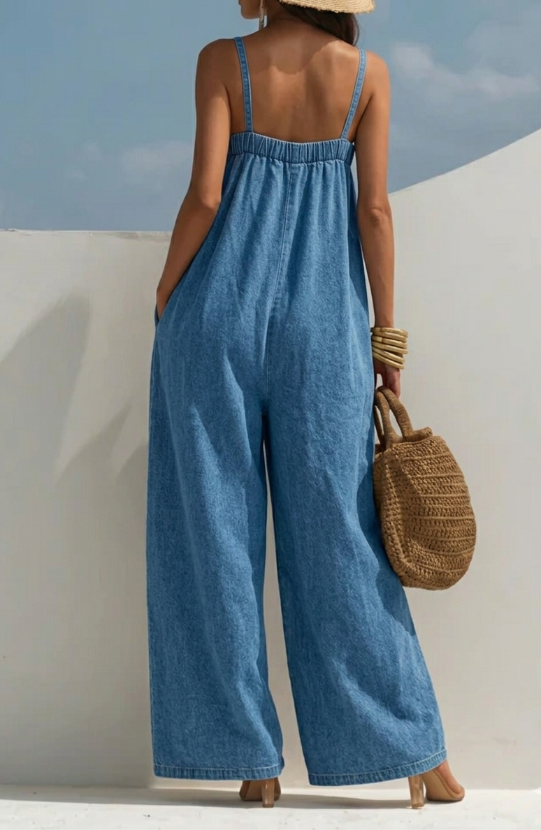 Combinaison Fantine en Denim Jambe Large