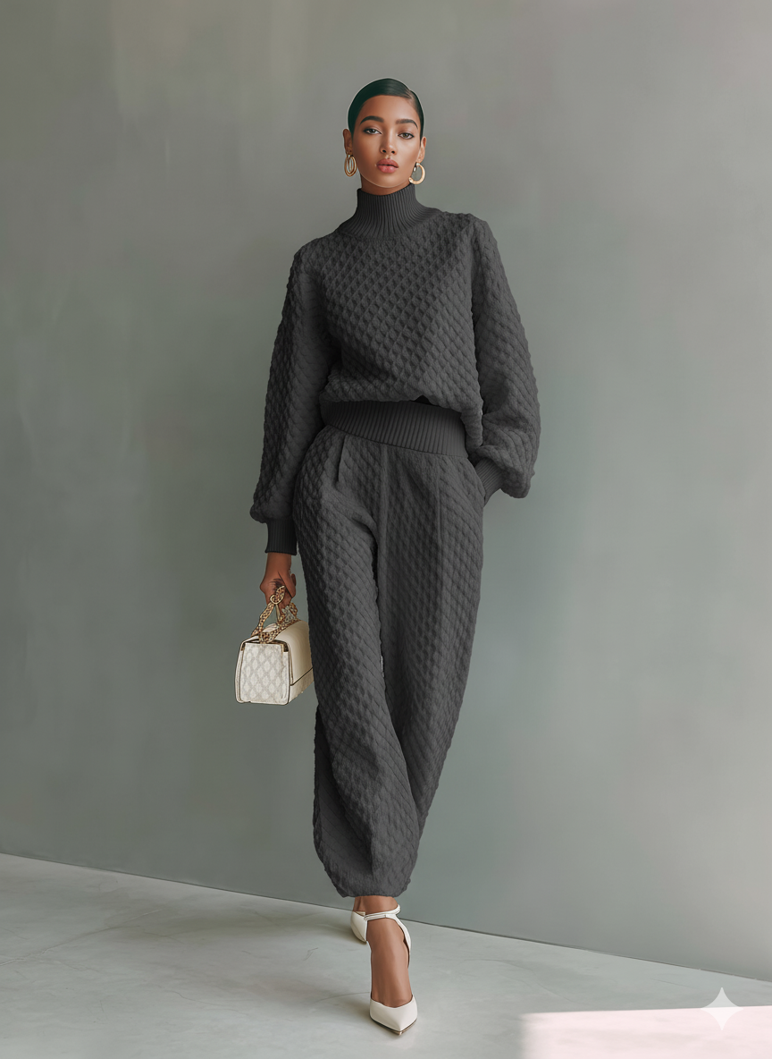 Alice | Ensemble en Maille Haut Blanc et Pantalon Large