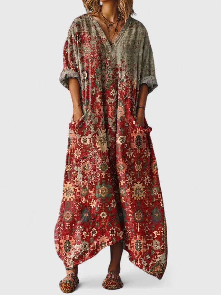Robe Violette Maxi à Boutons