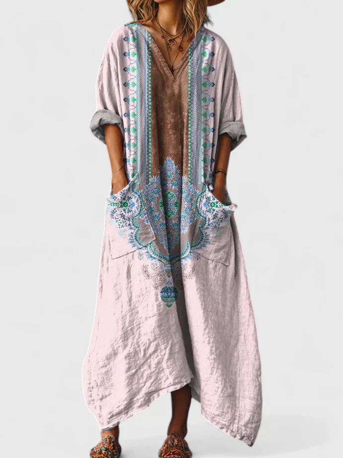 Robe Violette Maxi à Boutons
