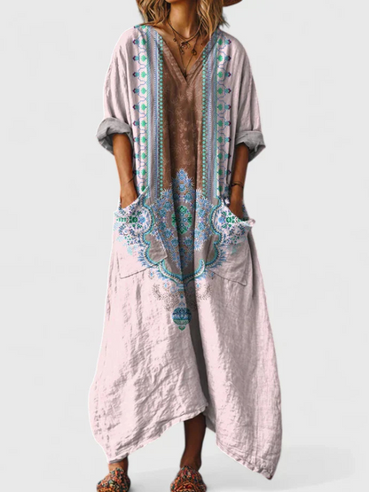 Robe Violette Maxi à Boutons