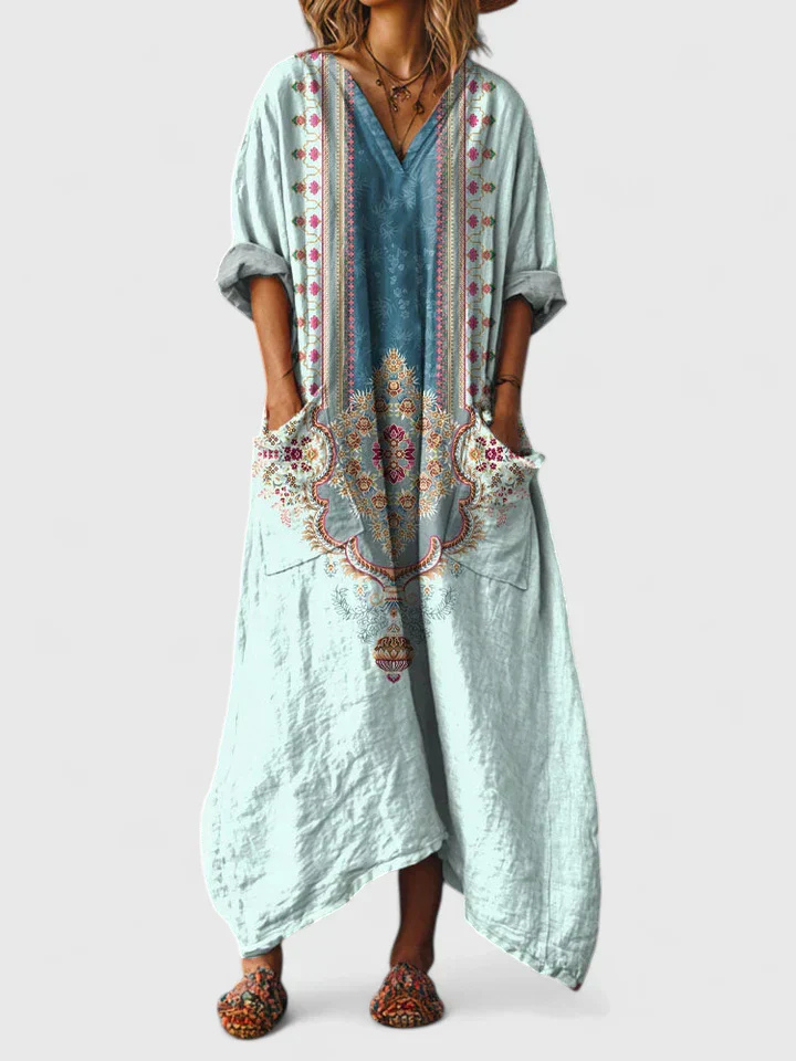 Robe Violette Maxi à Boutons