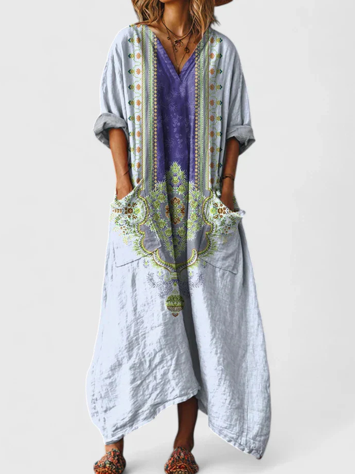 Robe Violette Maxi à Boutons
