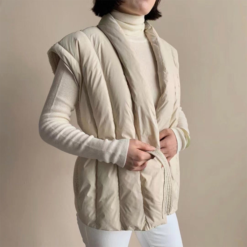 Cerise | Gilet Matelassé Croisé et Ceinturé
