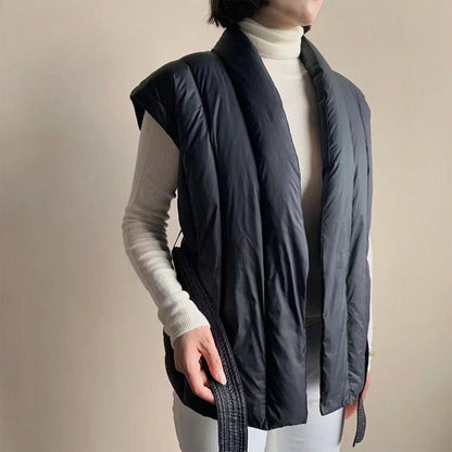 Cerise | Gilet Matelassé Croisé et Ceinturé
