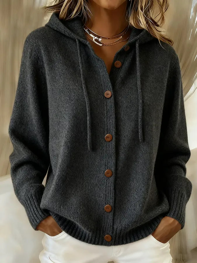 Béatrice | Veste en Maille à Capuche et Boutons