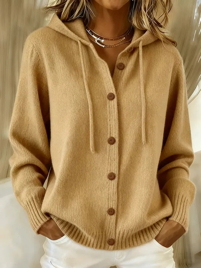 Béatrice | Veste en Maille à Capuche et Boutons