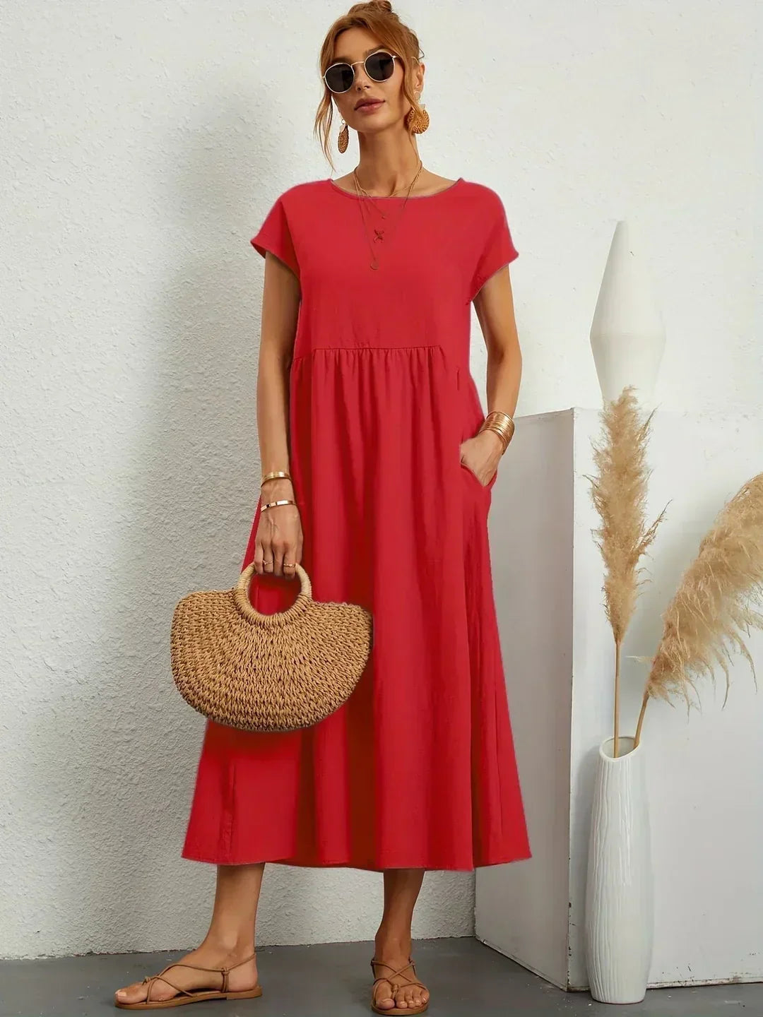 Robe midi Louise - Rouge