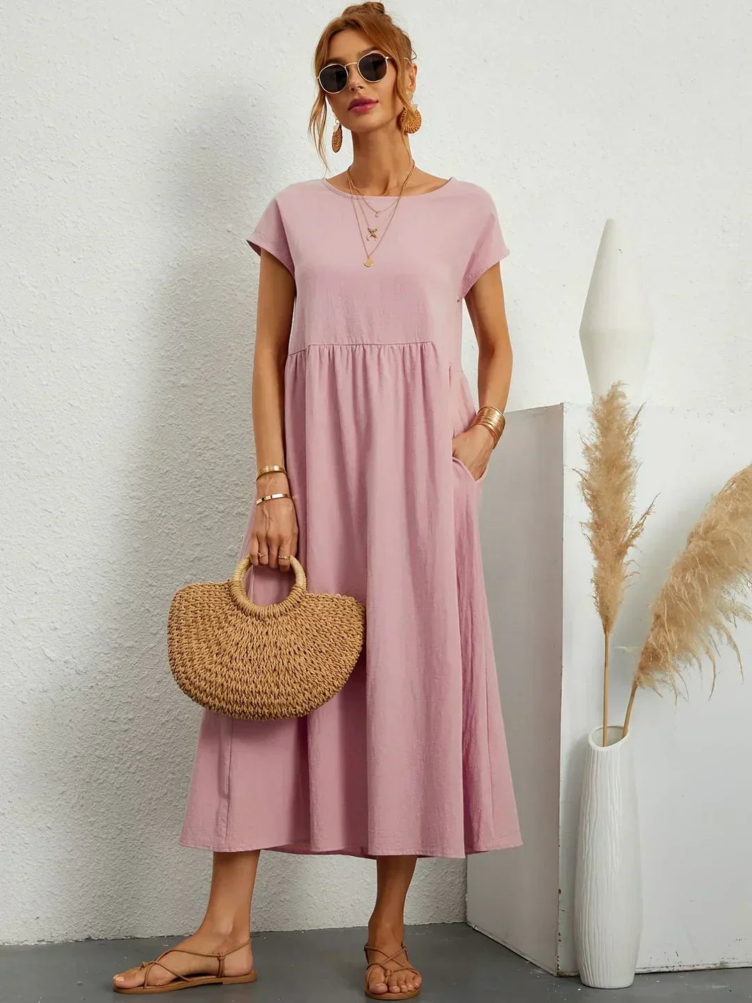 Robe midi Louise - Rose