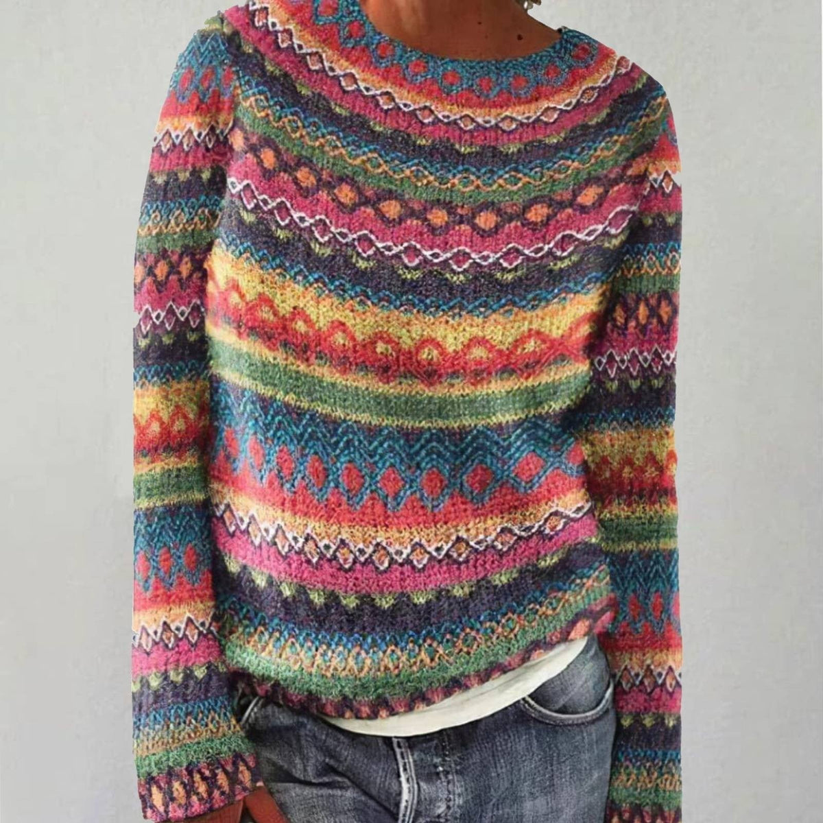 Ysaline | Pull Jacquard Rayé Multicolore