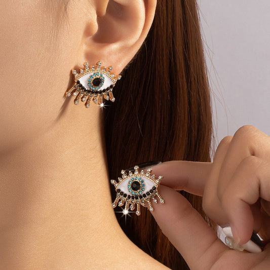 Boucles d'Oreilles Œil Grec Strass