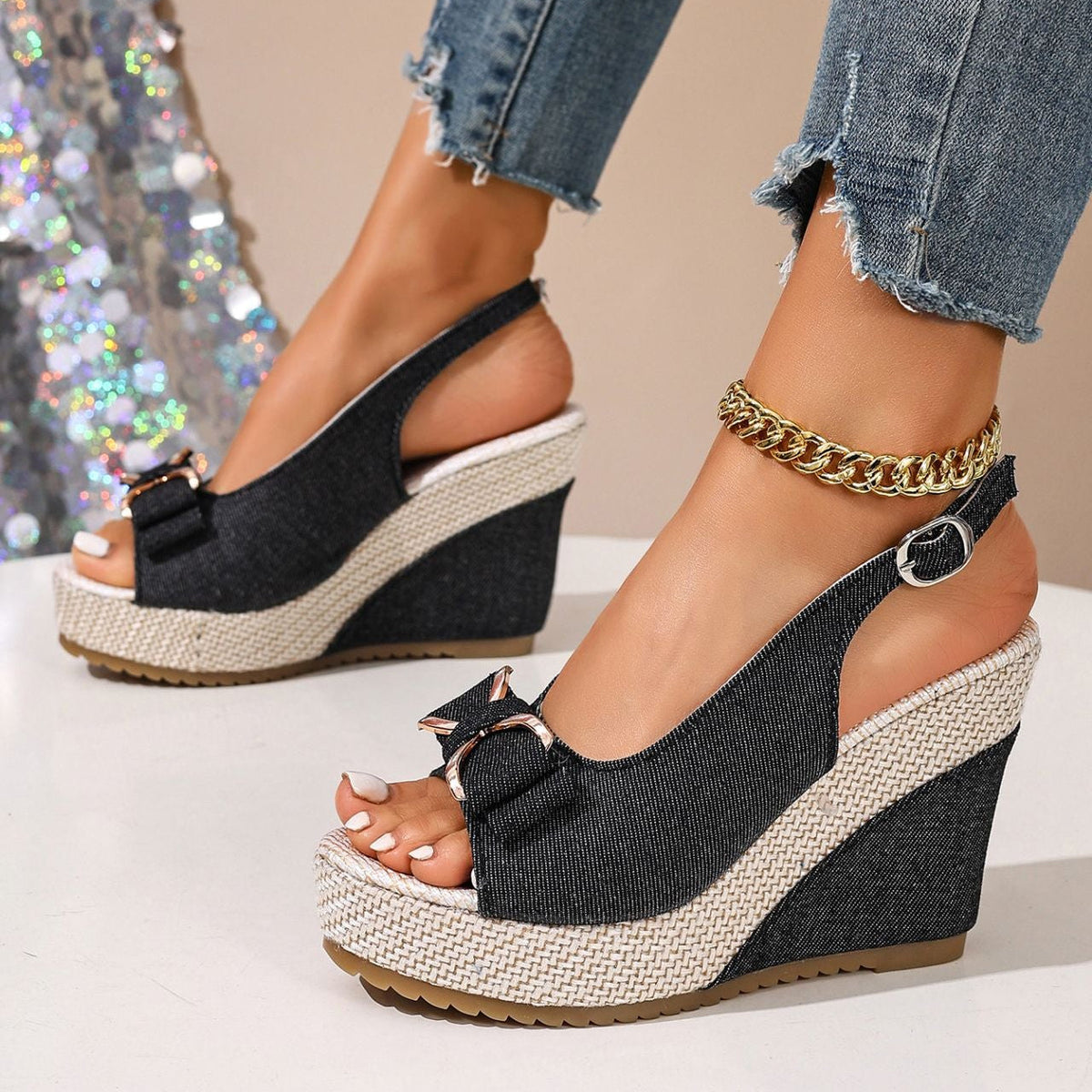 Compensées Denim Nœud Celeste