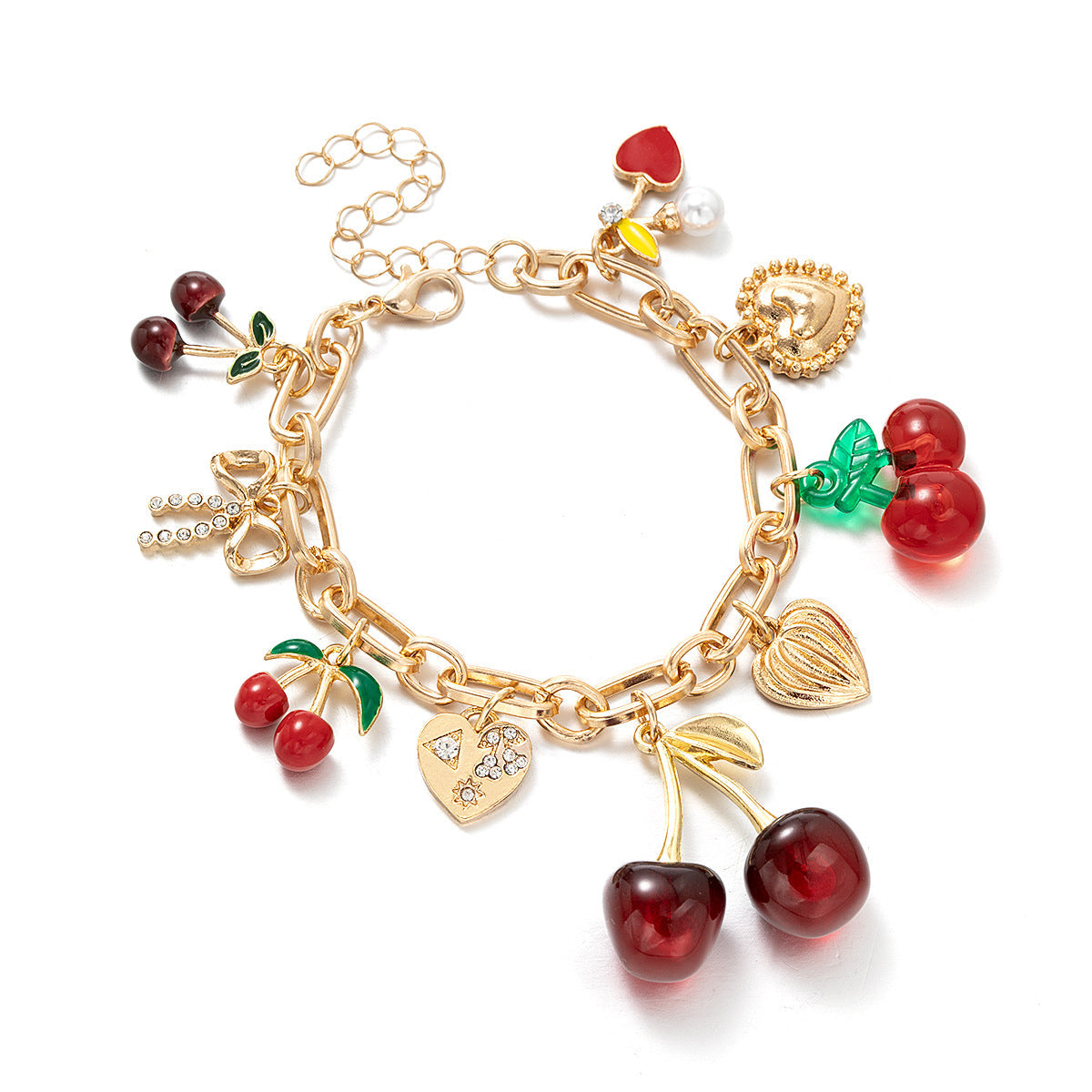 Bracelet Breloques Cerises Rouges
