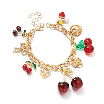 Bracelet Breloques Cerises Rouges