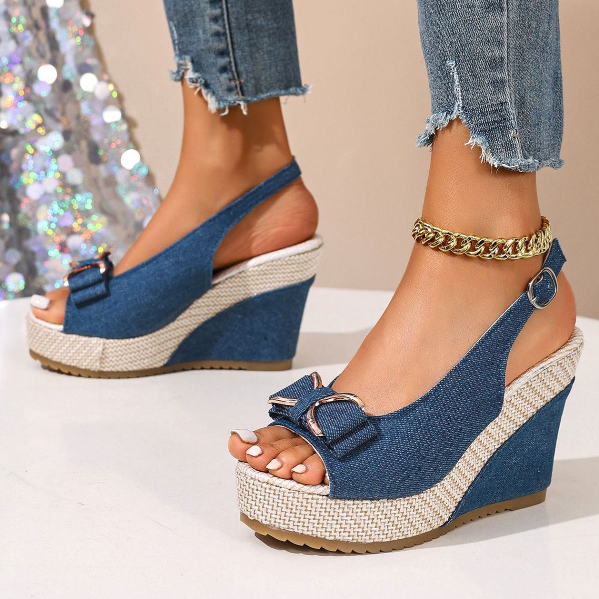 Compensées Denim Nœud Celeste