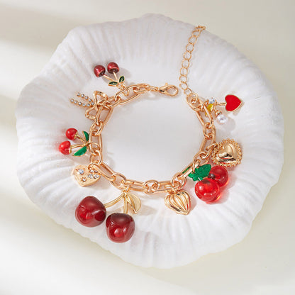 Bracelet Breloques Cerises Rouges