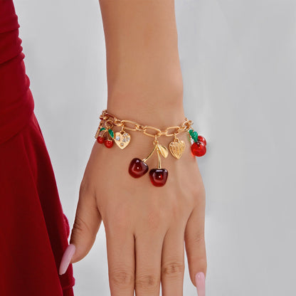 Bracelet Breloques Cerises Rouges