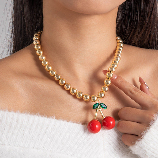 Collier Pendentif Cerise