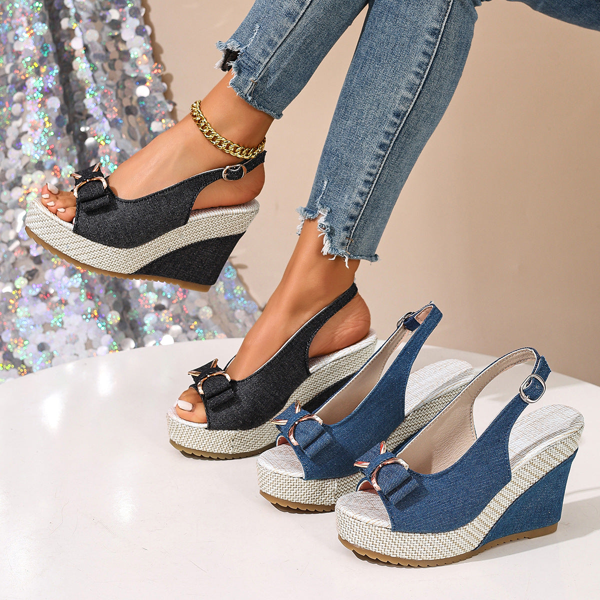 Compensées Denim Nœud Celeste
