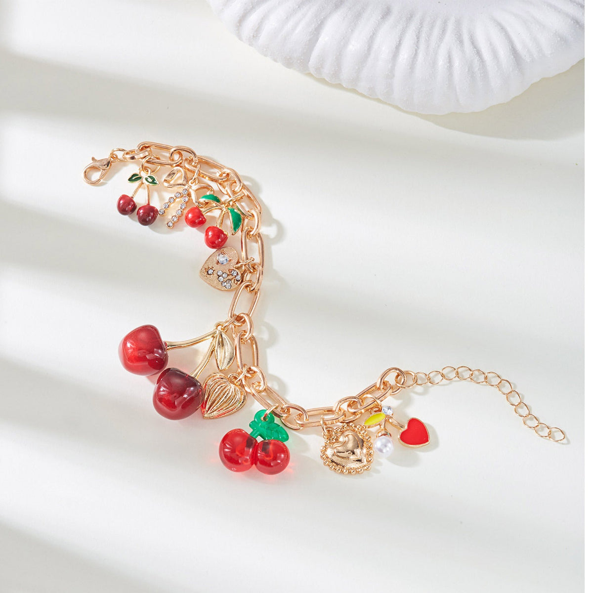 Bracelet Breloques Cerises Rouges