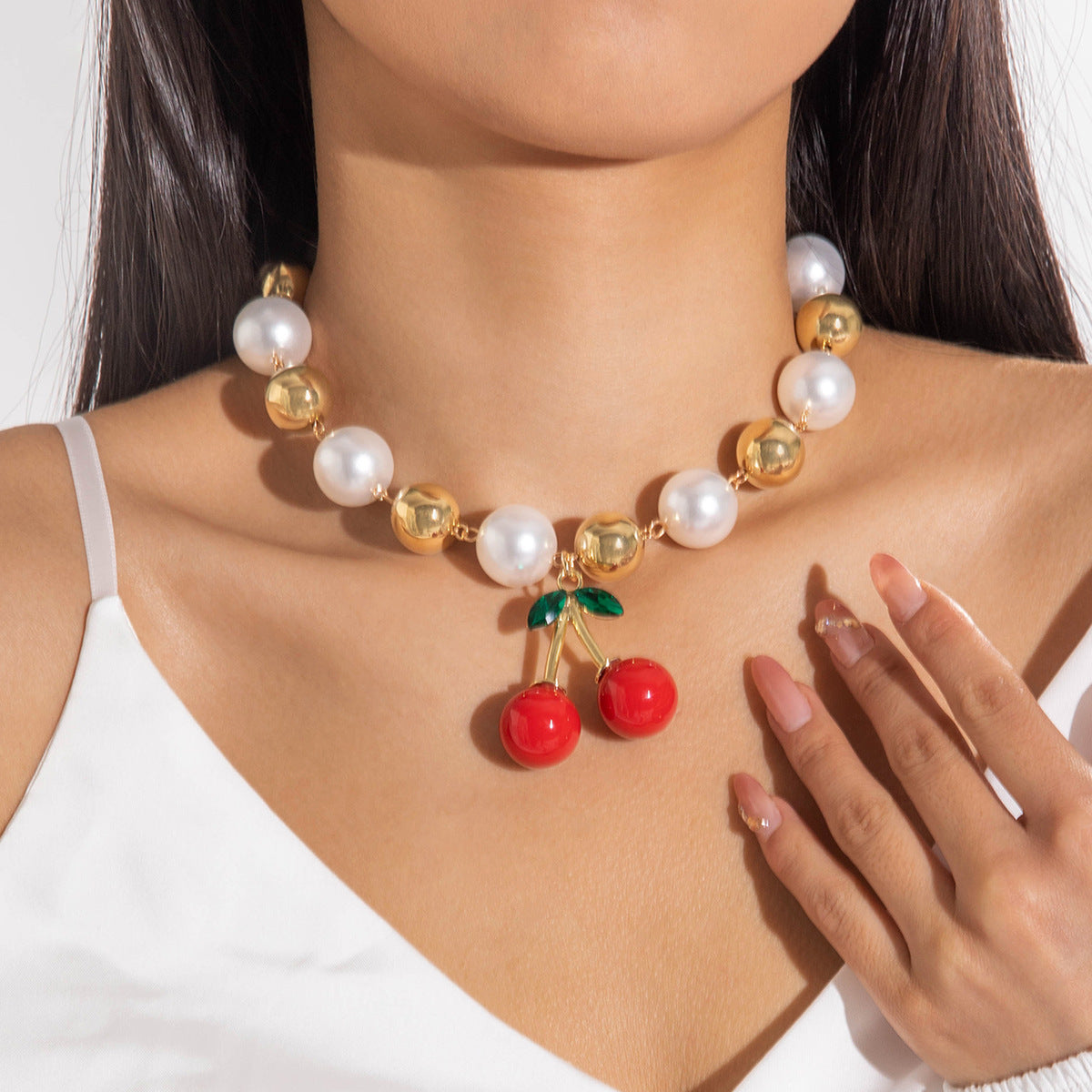 Collier Pendentif Cerise