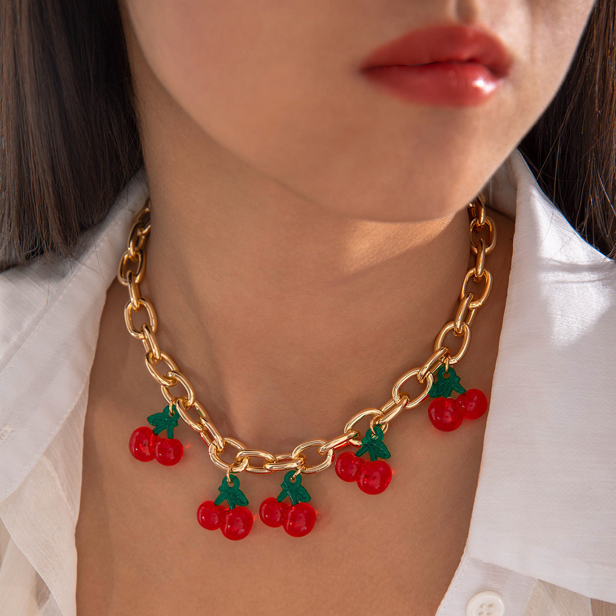 Collier Pendentif Cerise