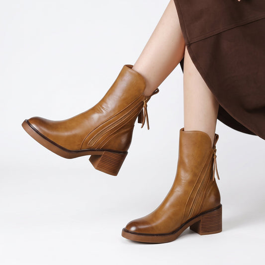 Bottes en cuir à fermeture éclair