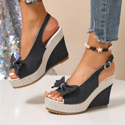 Sandales Compensées Denim Anna