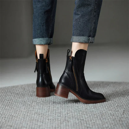 Bottes en cuir à fermeture éclair